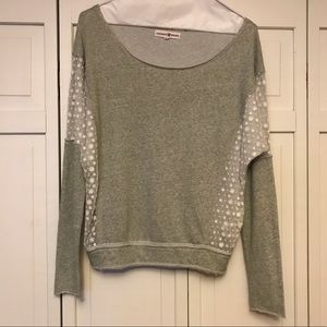 Altar’d State Gray Top with Flower Mesh Detail
